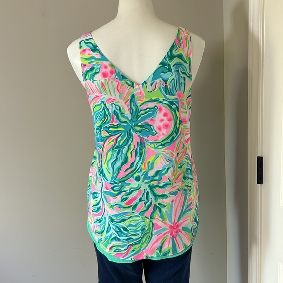 Lilly Pulitzer Florin Reversible Tank Top One In A Melon Green Pink Sz XS - Picture 4 of 12